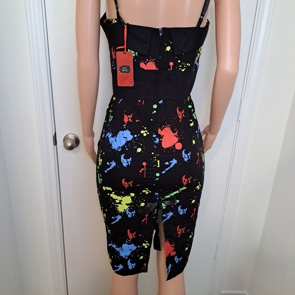 Dead Threads Goth Dress Scene Black Rainbow Paint Splatter Colorful Size Medium - Picture 4 of 13